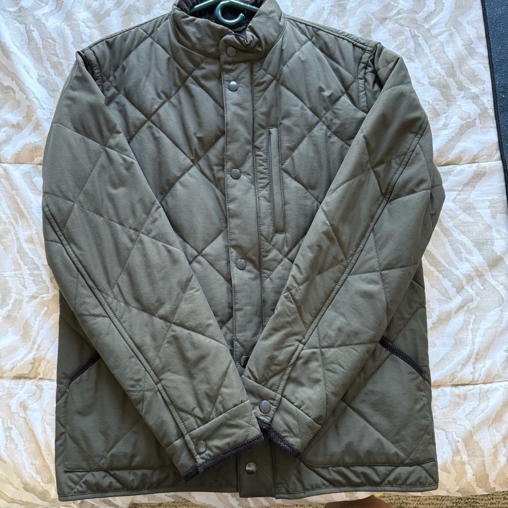 J. Crew Men's Quilted Puffer Jacket - dark olive green